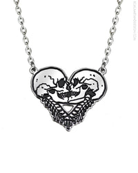 Amore Heart Kissing Skulls Necklace