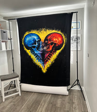 Amore Heart Skulls Plush Throw Blanket (Made To Order)