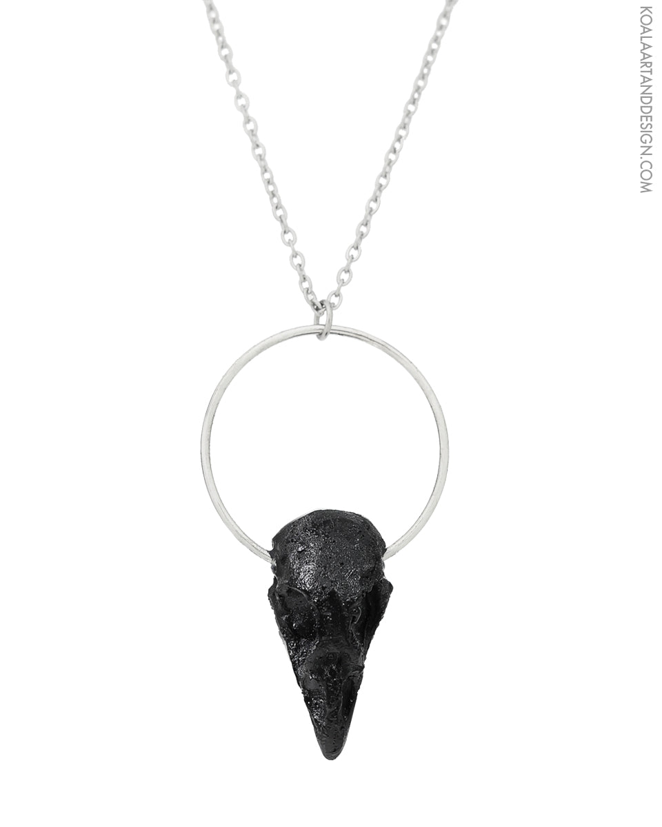 Black Bird Faux Skull Necklace