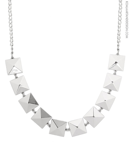 Pyramid Stud Choker Necklace Silver