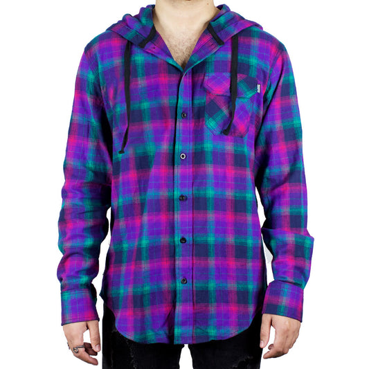 Electric Plaid Flannel Hoodie