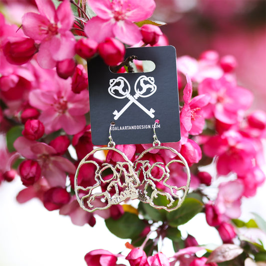 Silver Contour Skull Earrings