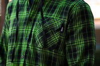 Neon Green Plaid Flannel Hoodie