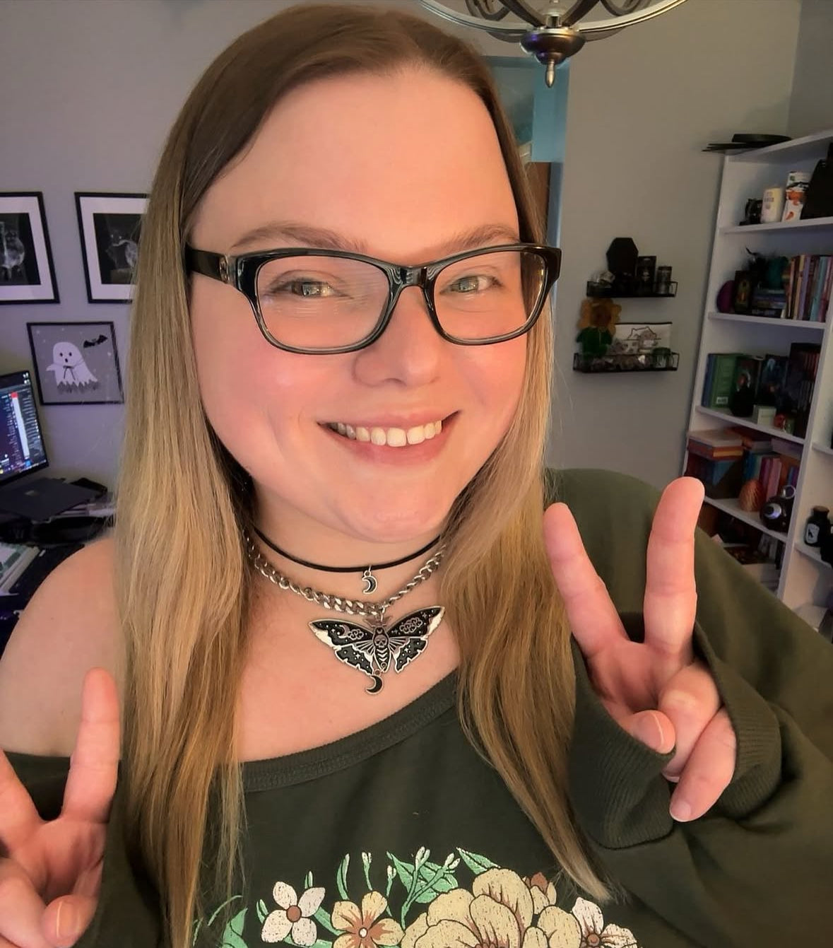 @probablyylizzie wearing Astral Moth Necklace