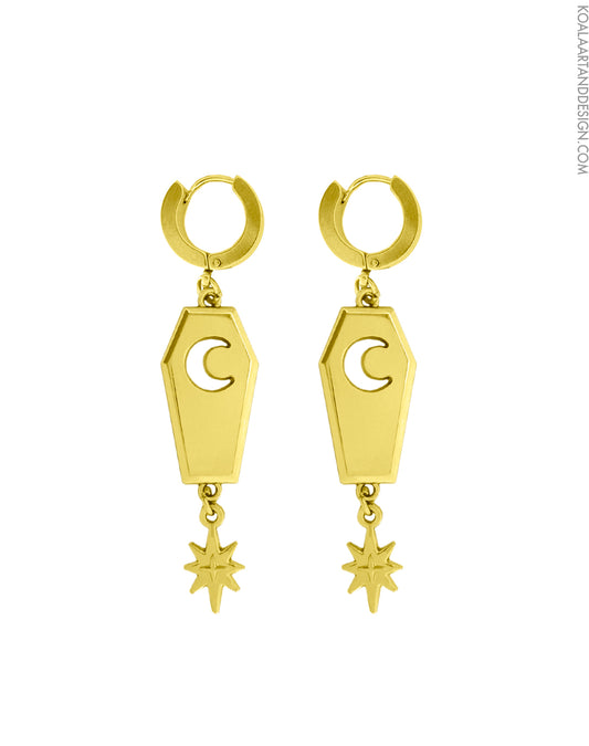 Midnight Reliquary Coffin Huggie Earring Gold