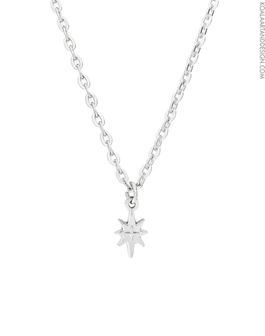 Midnight Reliquary Mini Star Necklace Silver