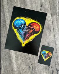 Technicolor Amore' Skull Hearts Black Print