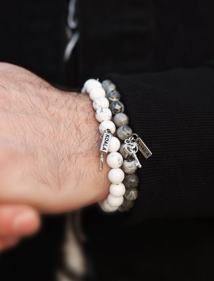 White Howlite Stone Key Bracelet
