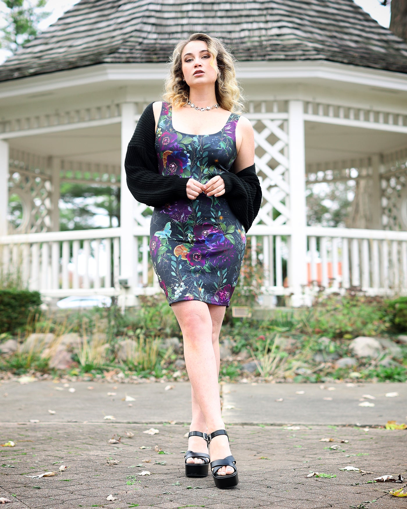 Lunar Bloom Dark Romance Bodycon Dress (made to order)