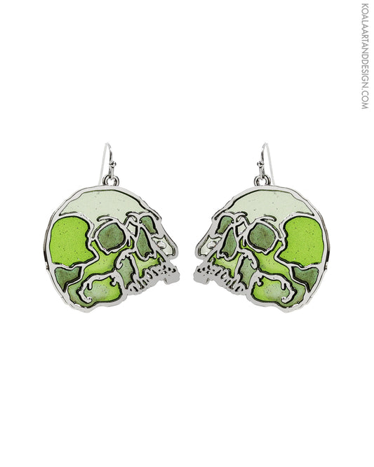 Faux Stained Glass Skull Earrings