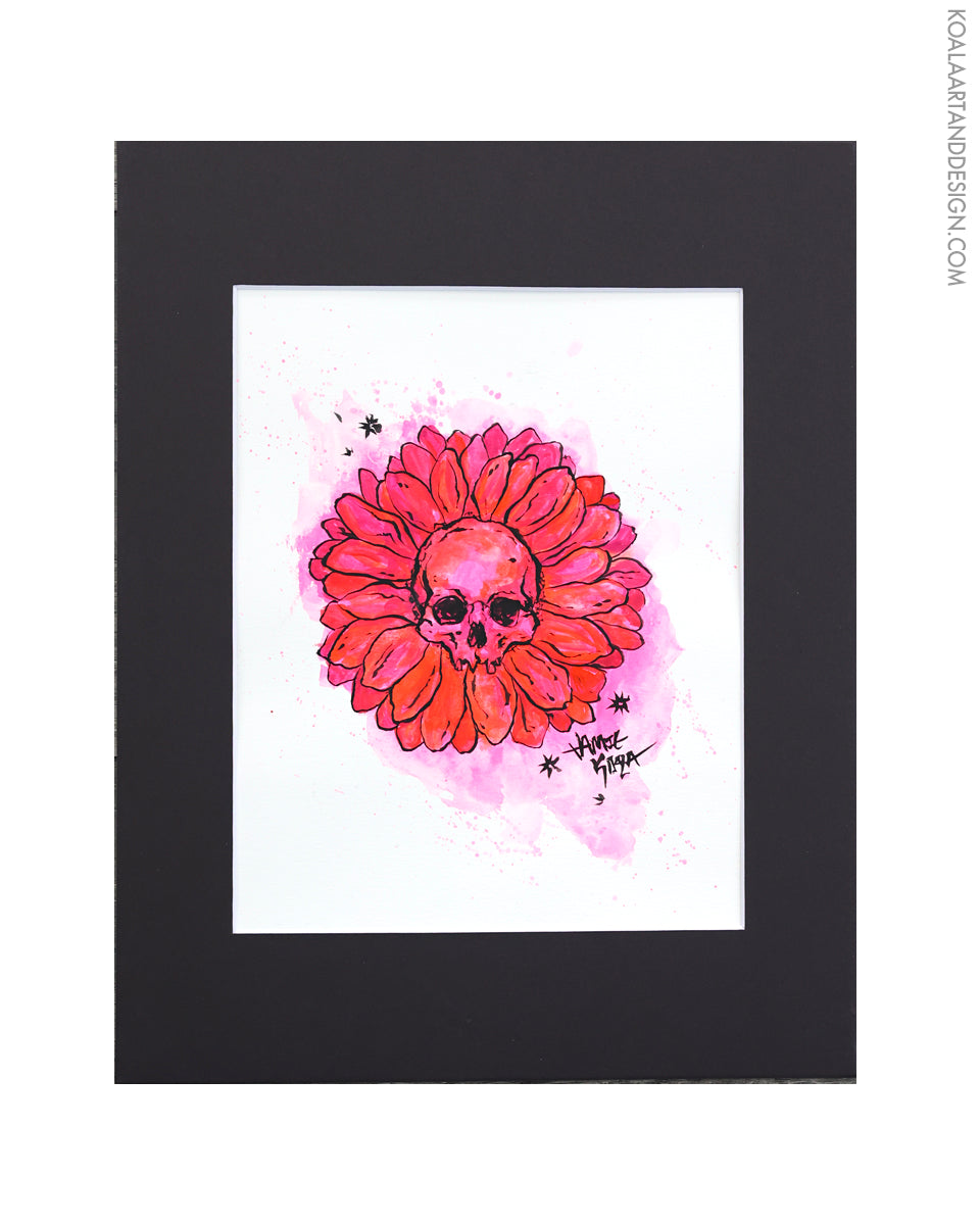 Original Bloom Flower Skull Painting