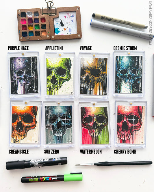 Original Mini Skull Paintings Trading Cards