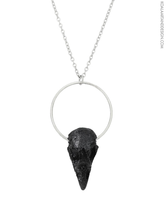 Black Bird Faux Skull Necklace