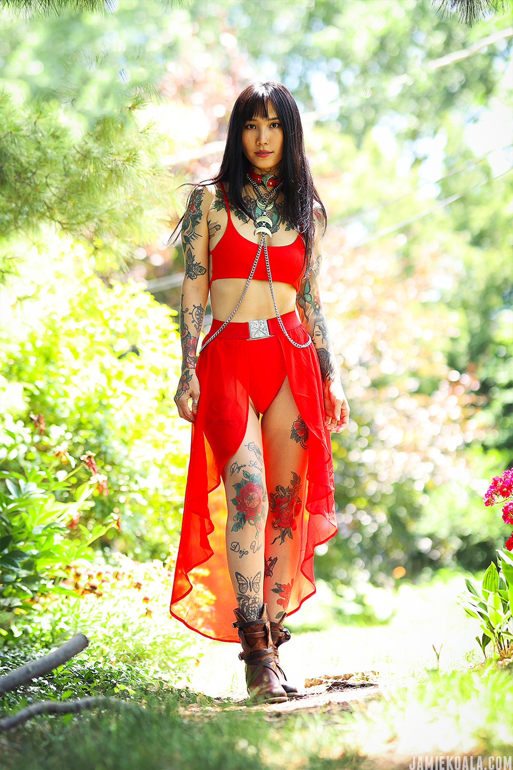 Cherry Red Waist Cape Belt