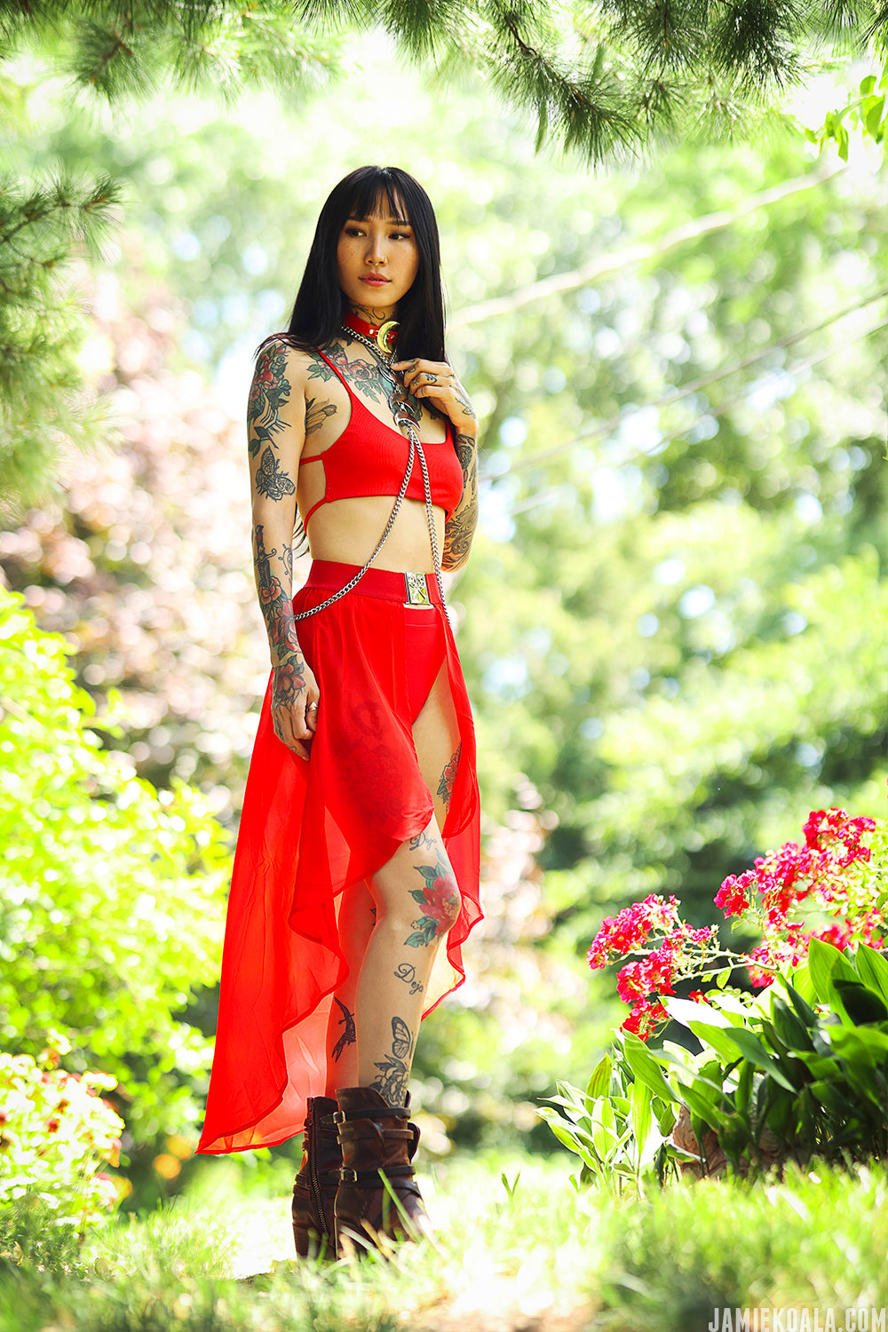 Cherry Red Waist Cape Belt