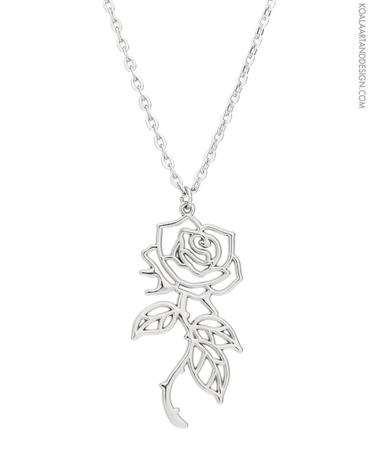 Silver Rose Necklace