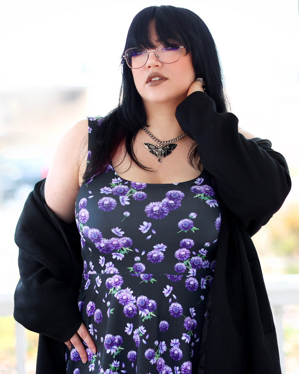 skull skater dress Gothic skater dress, skull skater dress, floral dress for her, Gothic skull dress, skater dress for teen, gift for skull lover