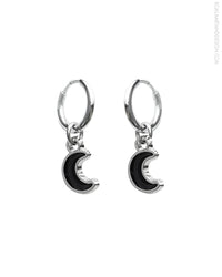 Black Moon Huggie Earrings
