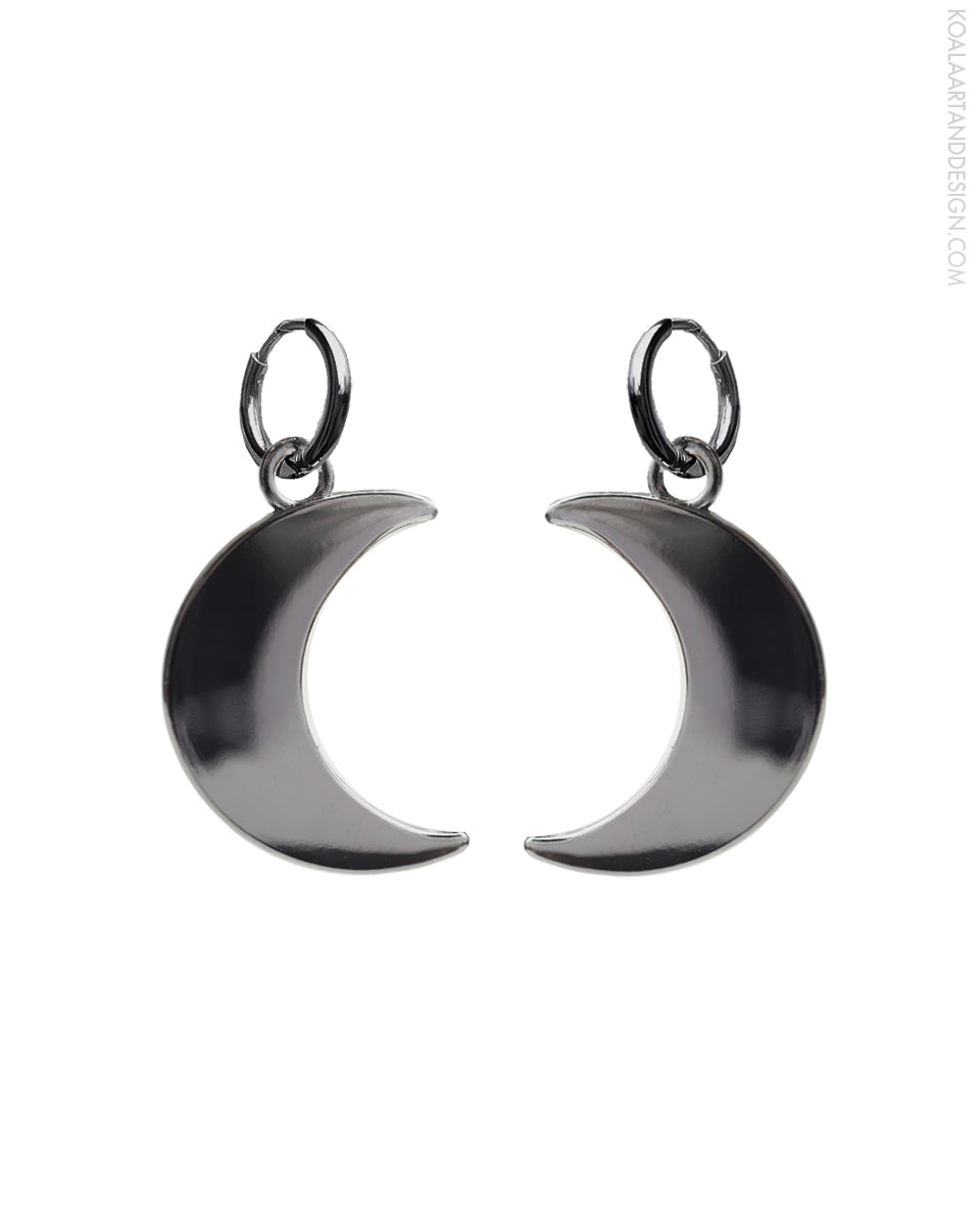 Gunmetal Celestial Moon Earrings