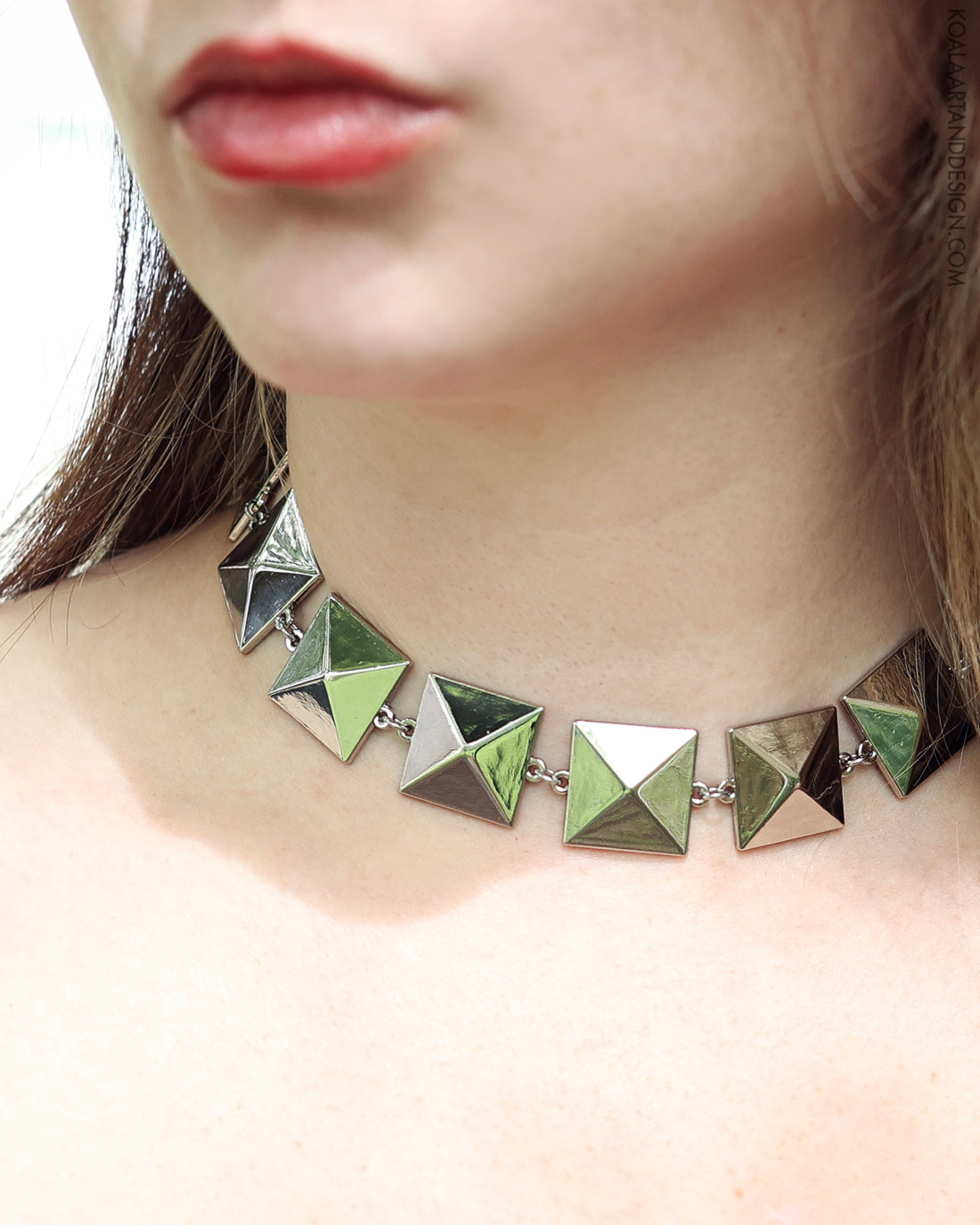 Pyramid Stud Choker Necklace Silver