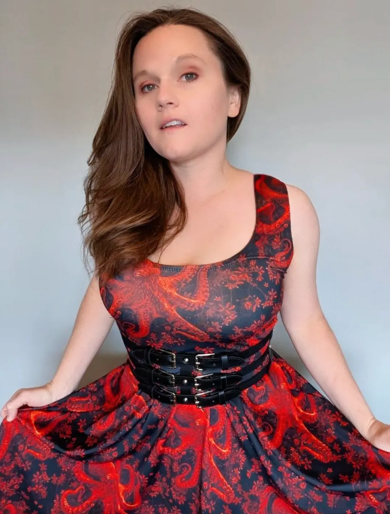 @darcy_bono_creations wearing Abyss Octopus Skater Dress