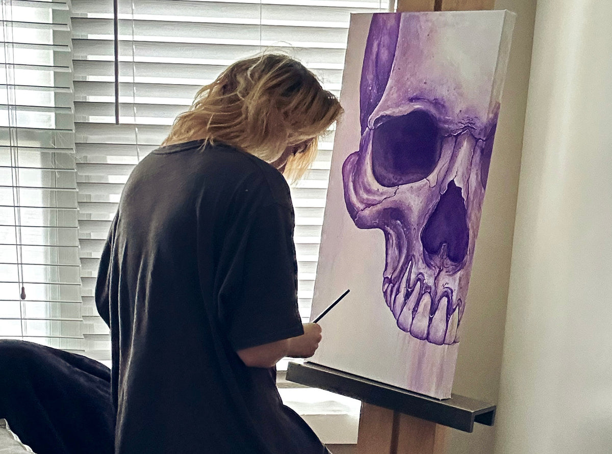 Purple Skull Original Painting