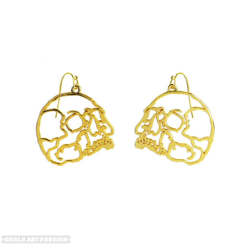 Gold Contour Skull Earrings