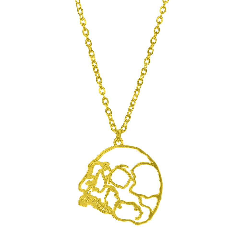 Gold Contour Skull Necklace