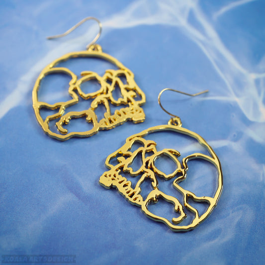 Gold Contour Skull Earrings