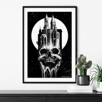 Skull Castle Moon Print