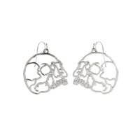 Silver Contour Skull Earrings