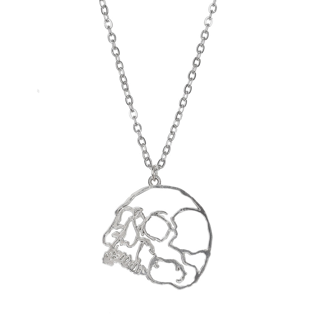 Silver Contour Skull Necklace